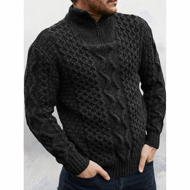 Warm Crew Neck Cable Knit Men's Sweater