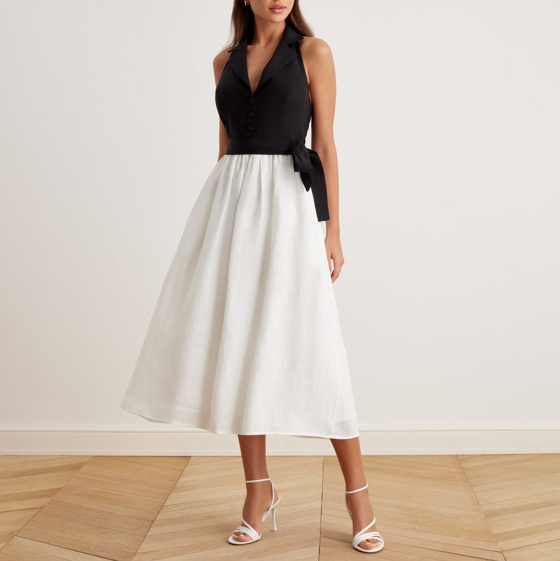 Women's Floral Summer Halter Dress - OutfitLondon