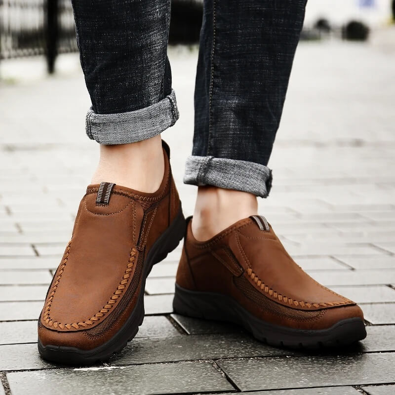Relaxed Fit Soft Brown Slip On Shoes