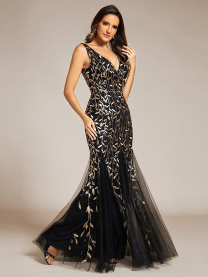 Serena | Fishtail Maxi Dress with Double V-Neck