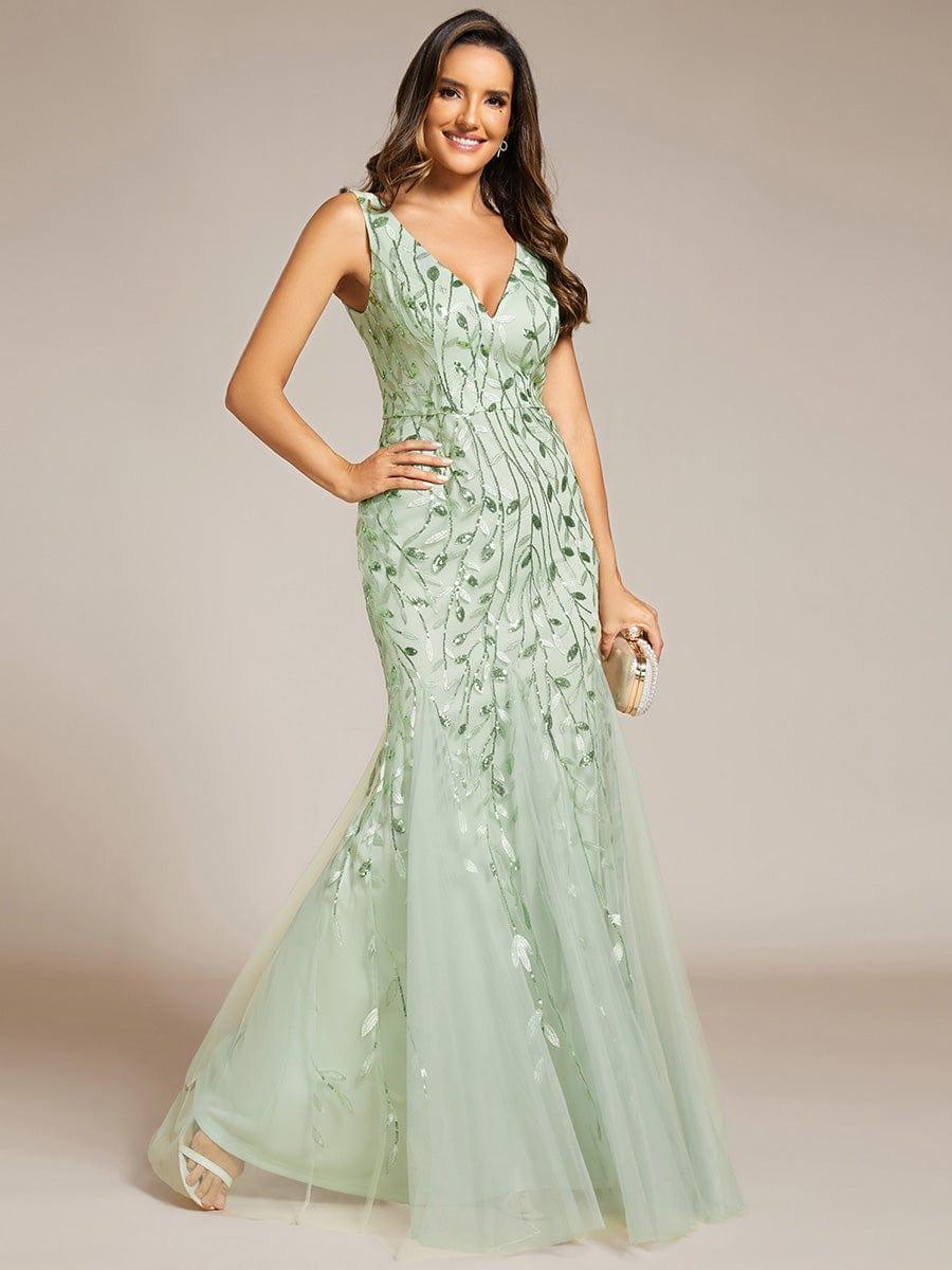 Serena | Fishtail Maxi Dress with Double V-Neck
