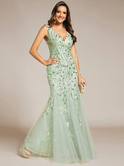 Serena | Fishtail Maxi Dress with Double V-Neck