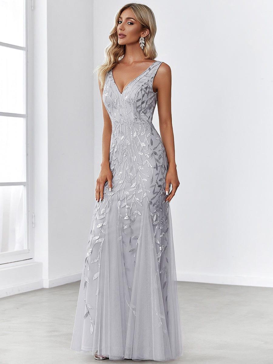 Serena | Fishtail Maxi Dress with Double V-Neck