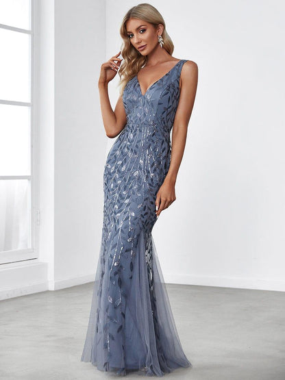 Serena | Fishtail Maxi Dress with Double V-Neck