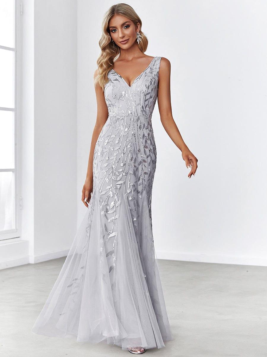 Serena | Fishtail Maxi Dress with Double V-Neck