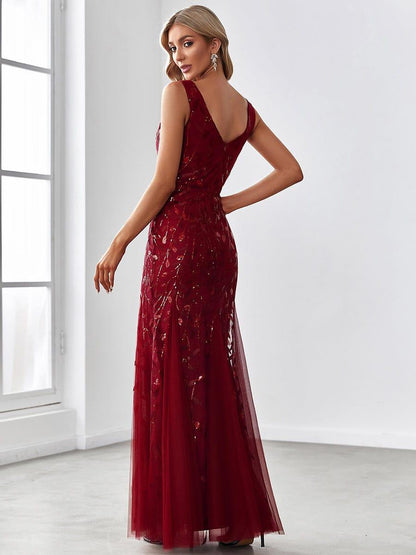 Serena | Fishtail Maxi Dress with Double V-Neck