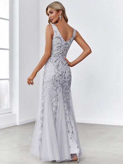 Serena | Fishtail Maxi Dress with Double V-Neck