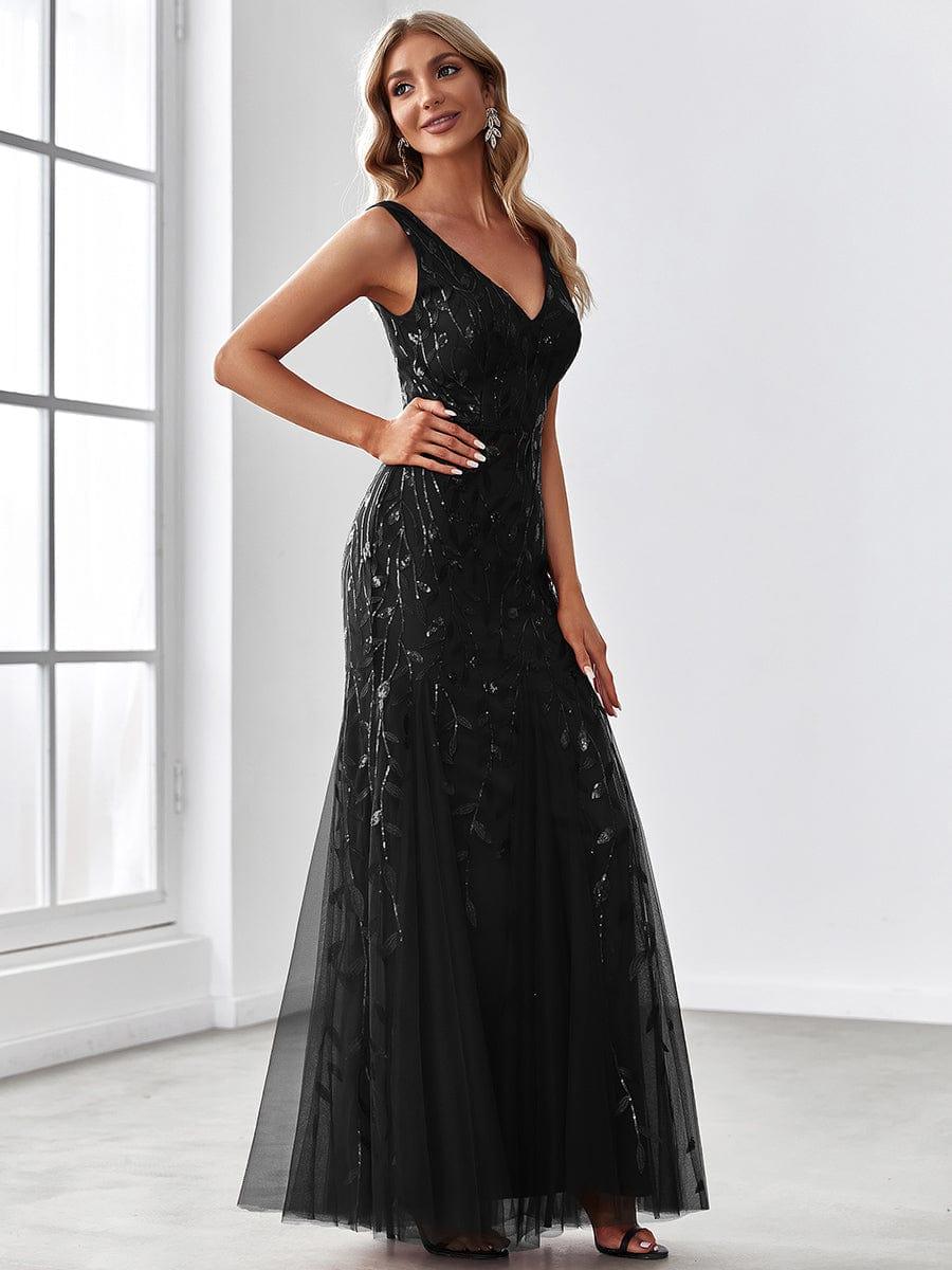 Serena | Fishtail Maxi Dress with Double V-Neck