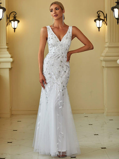 Serena | Fishtail Maxi Dress with Double V-Neck