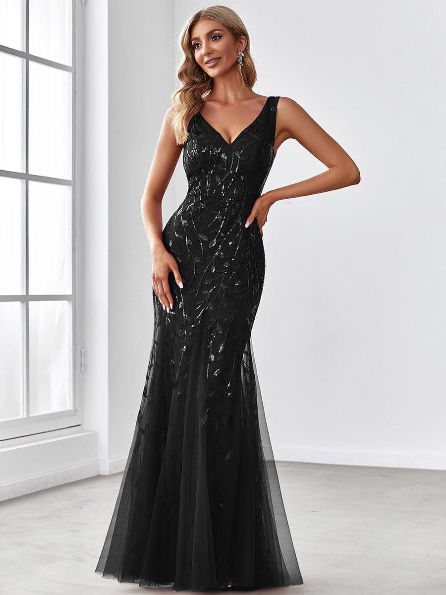 Serena | Fishtail Maxi Dress with Double V-Neck