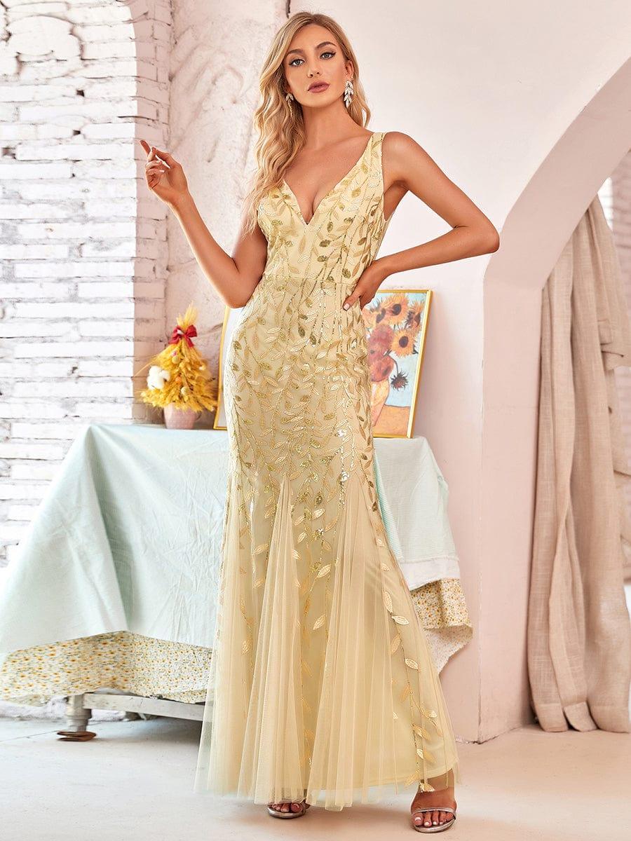 Serena | Fishtail Maxi Dress with Double V-Neck