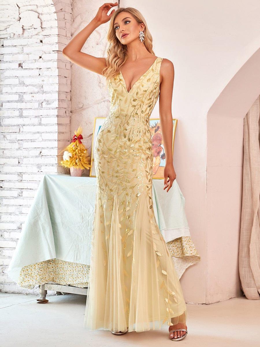 Serena | Fishtail Maxi Dress with Double V-Neck