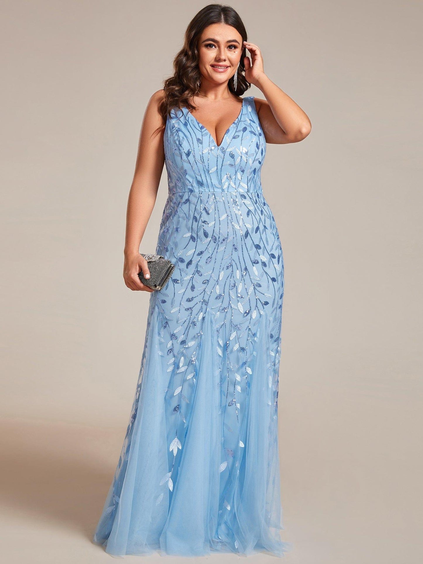 Serena | Fishtail Maxi Dress with Double V-Neck