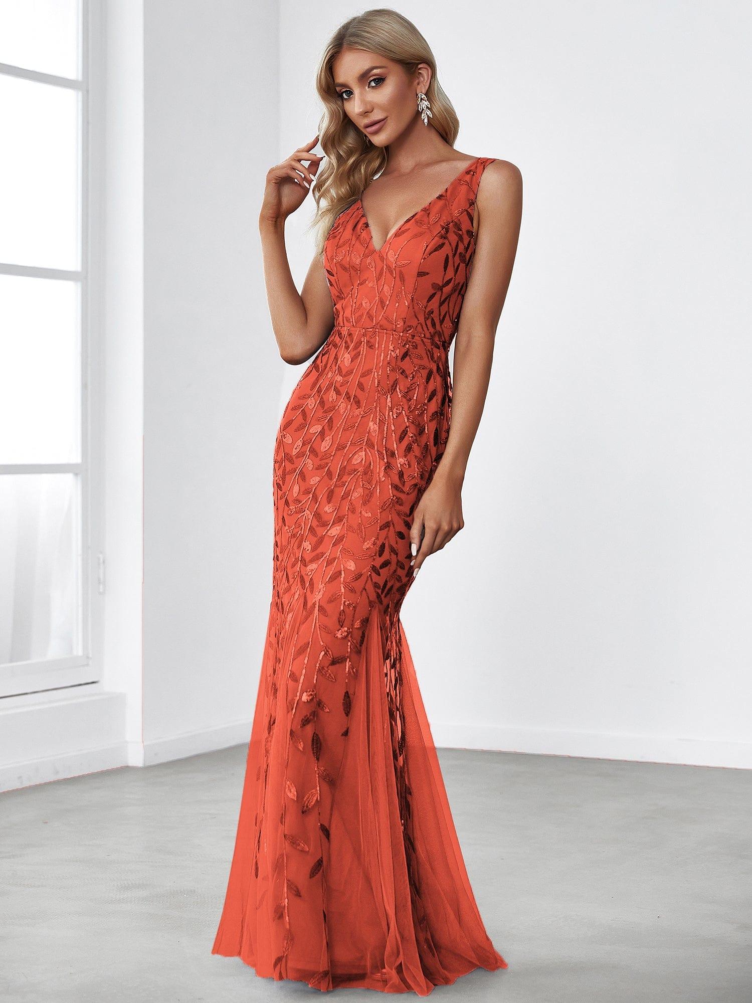 Serena | Fishtail Maxi Dress with Double V-Neck