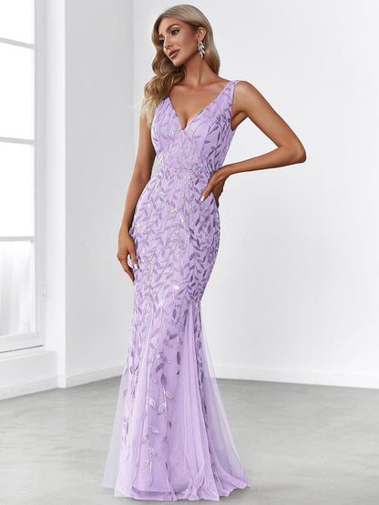 Serena | Fishtail Maxi Dress with Double V-Neck