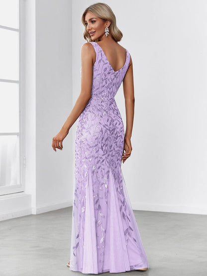 Serena | Fishtail Maxi Dress with Double V-Neck