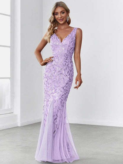 Serena | Fishtail Maxi Dress with Double V-Neck