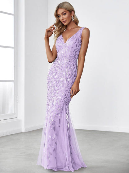 Serena | Fishtail Maxi Dress with Double V-Neck