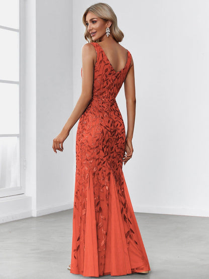 Serena | Fishtail Maxi Dress with Double V-Neck