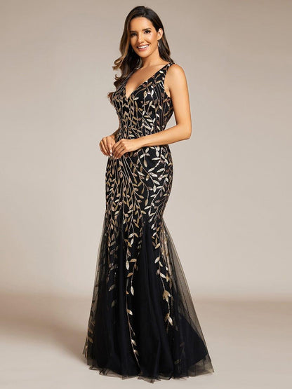 Serena | Fishtail Maxi Dress with Double V-Neck