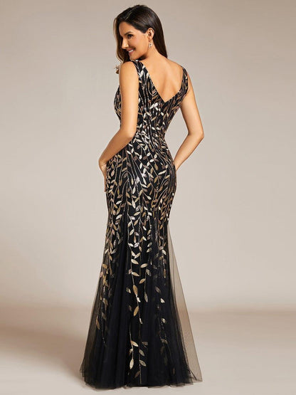 Serena | Fishtail Maxi Dress with Double V-Neck