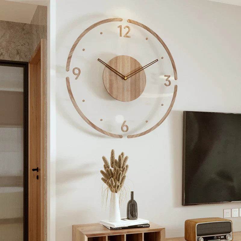 Natural Wood Pendulum Clock Simple Rustic Design - OutfitLondon