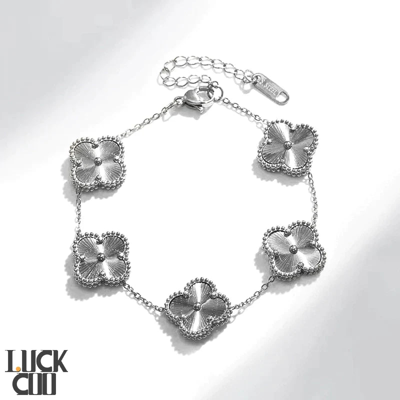 Elegant Flower Charm Bangle 14K Gold Plated Stainless Steel