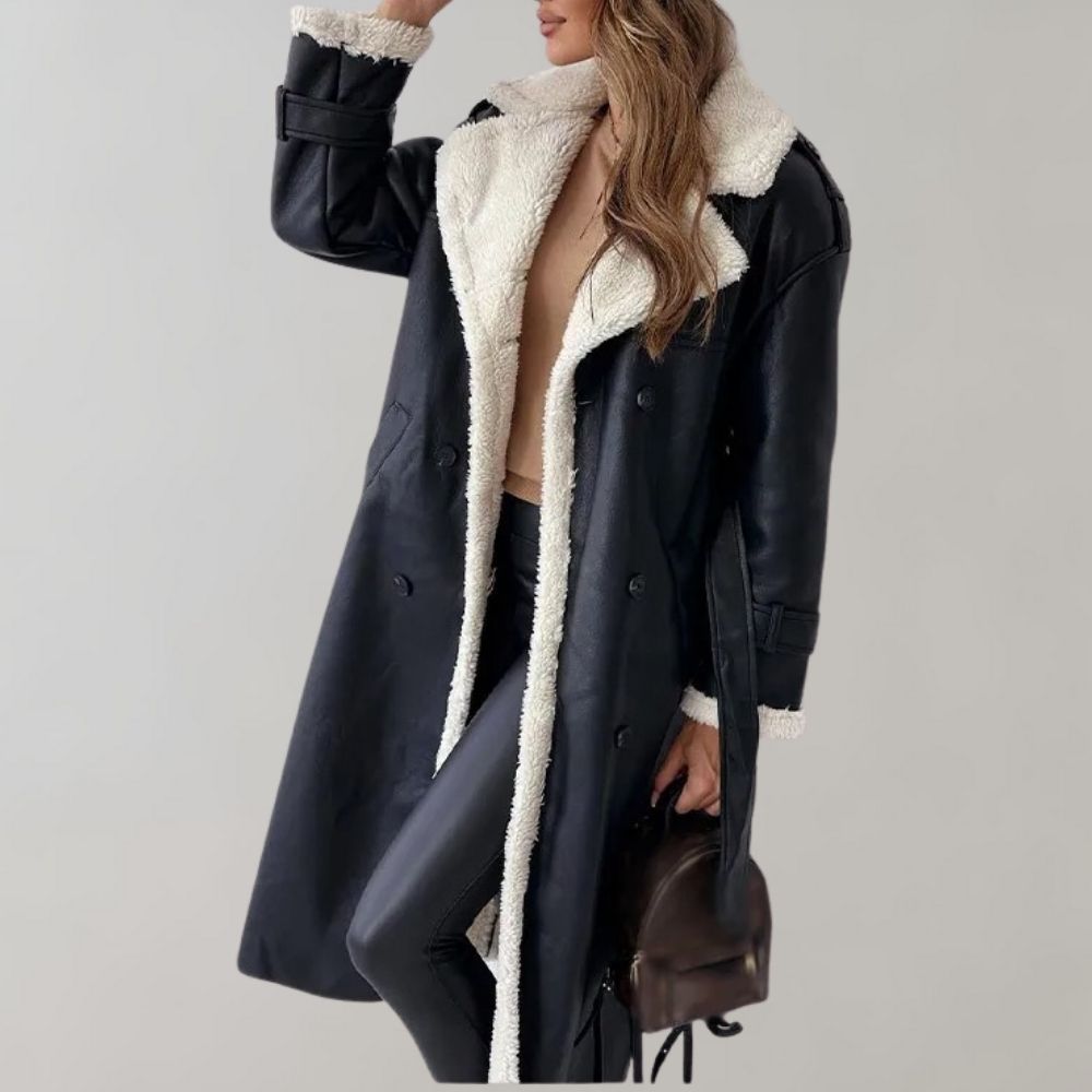 Warm Ladies Real Leather Winter Trench Coat