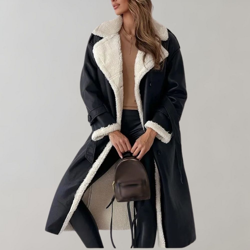 Warm Ladies Real Leather Winter Trench Coat