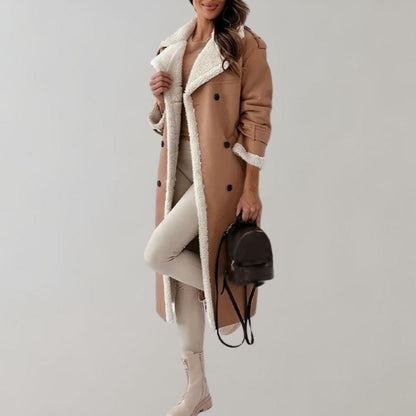Warm Ladies Real Leather Winter Trench Coat