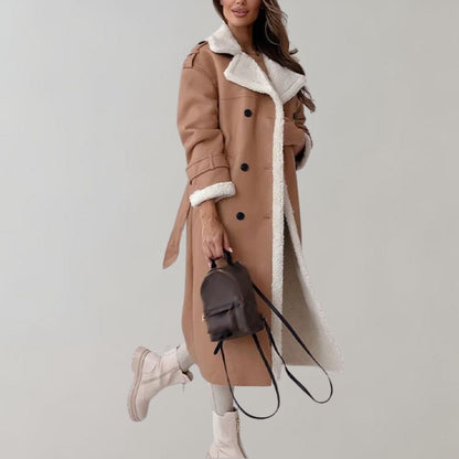 Warm Ladies Real Leather Winter Trench Coat