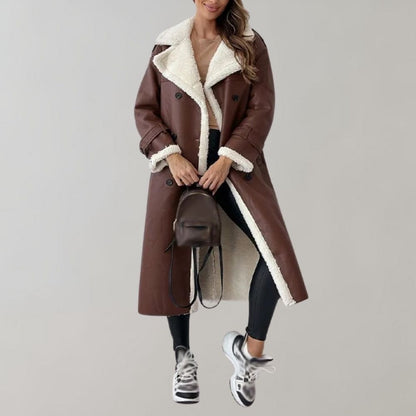 Warm Ladies Real Leather Winter Trench Coat