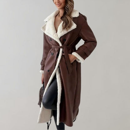 Warm Ladies Real Leather Winter Trench Coat