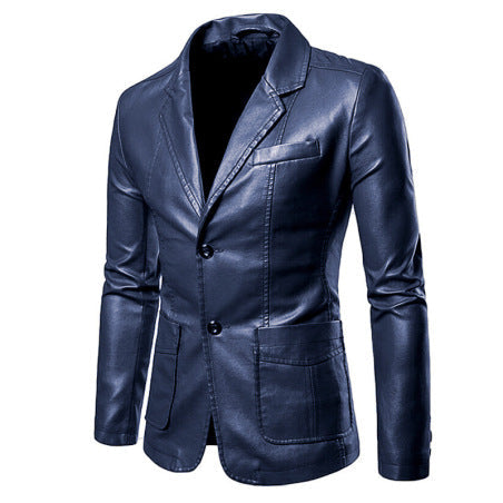 Men's Brown Blazer Lambskin Notch Lapel Button Cuff