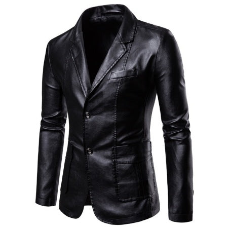 Men's Brown Blazer Lambskin Notch Lapel Button Cuff