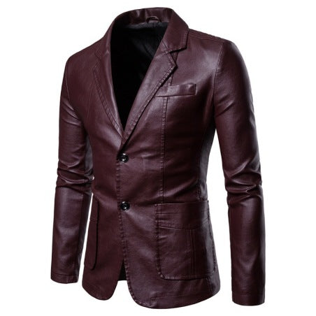 Men's Brown Blazer Lambskin Notch Lapel Button Cuff