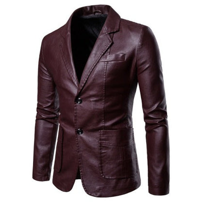 Men's Brown Blazer Lambskin Notch Lapel Button Cuff