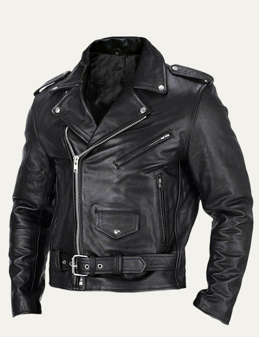 Men's Vintage Style Leather Motorcycle Jacket - OutfitLondon