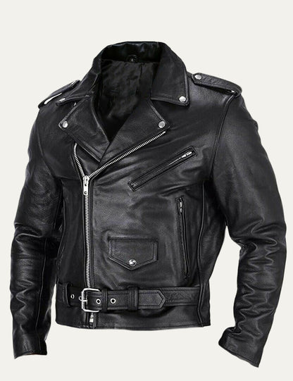 Men's Vintage Style Leather Motorcycle Jacket - OutfitLondon