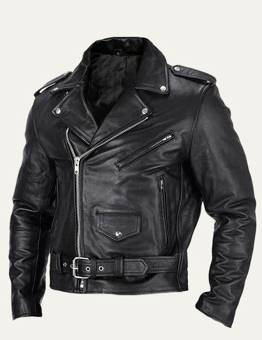 Men's Vintage Style Leather Motorcycle Jacket - OutfitLondon