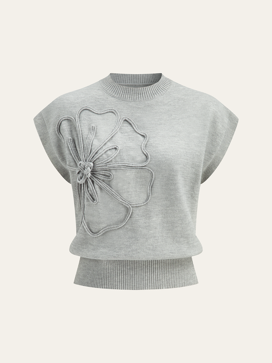 Casual Short Sleeve Knitted Vest Sweater - OutfitLondon