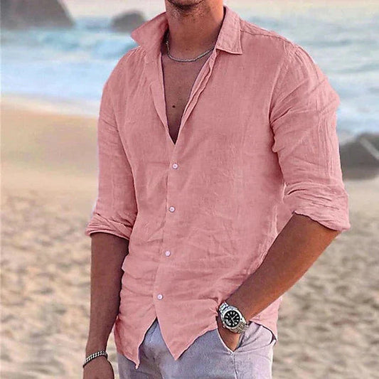 Lightweight Mens Summer Linen Blend Shirt - OutfitLondon