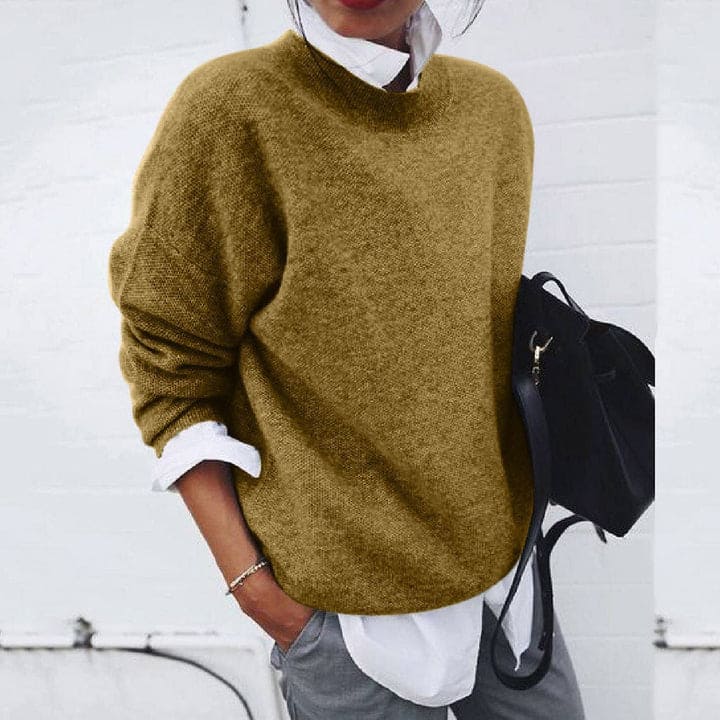 Cozy Women's Cashmere Crew Sweater - OutfitLondon