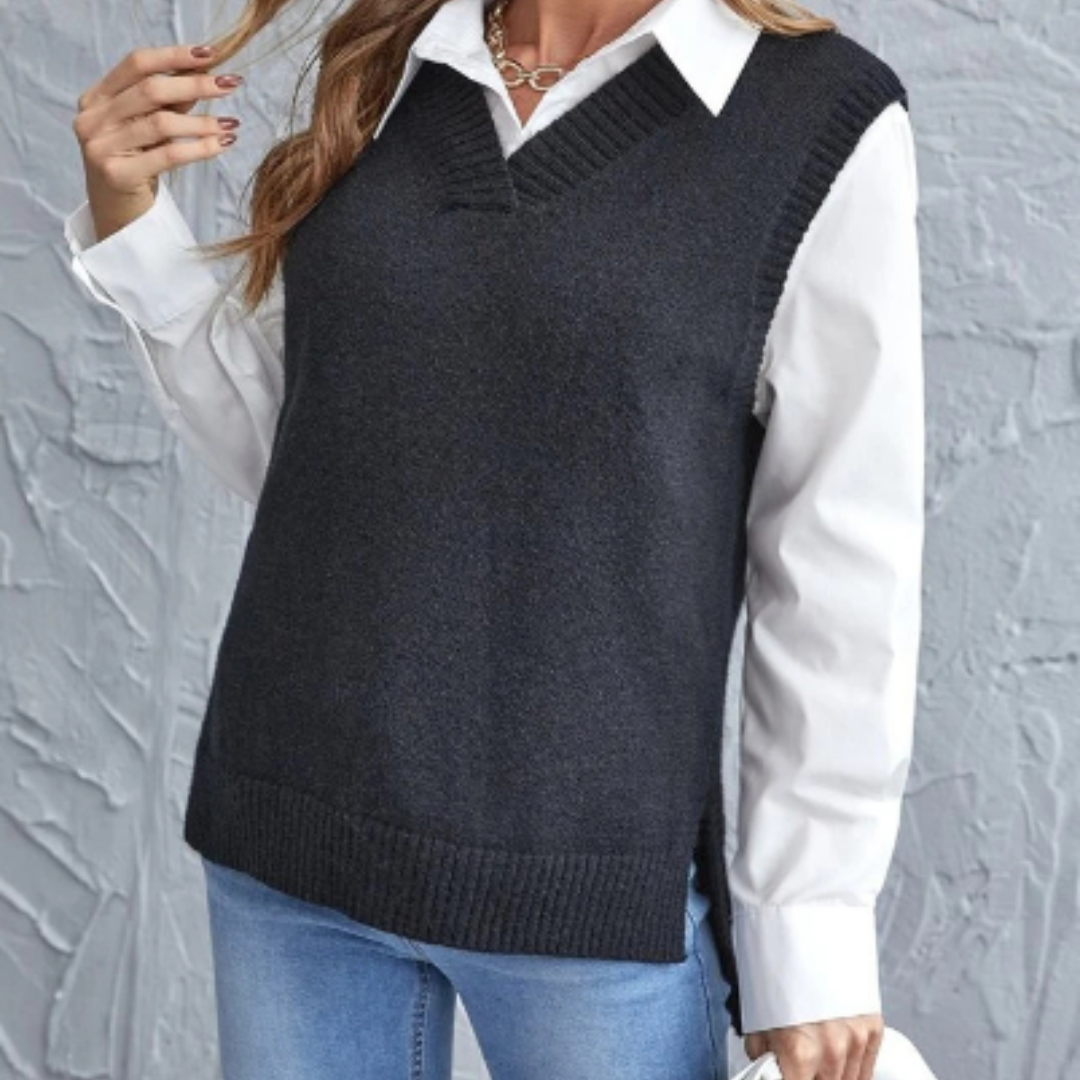 Cozy V Neck Knitted Vest - OutfitLondon