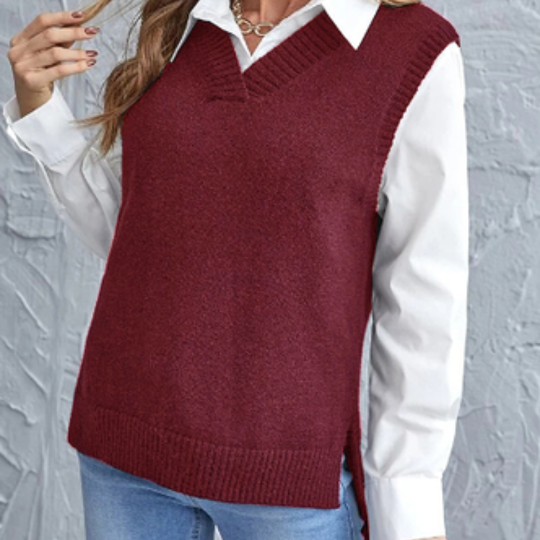 Cozy V Neck Knitted Vest