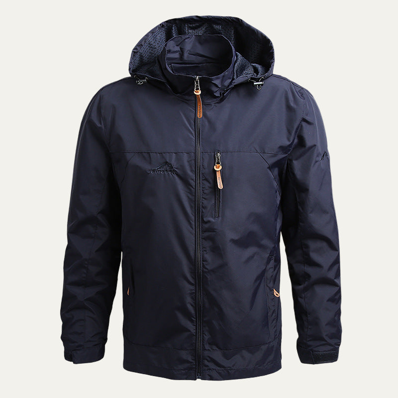 Waterproof Men's Zipper Hoodie Jacket with Pockets