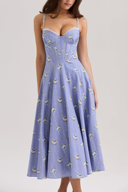 Elegant Floral Midi Dress for Women - OutfitLondon