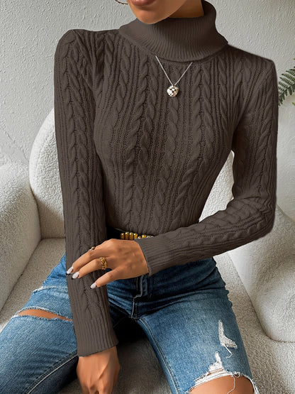 Warm Thick Knit Turtleneck Sweater for Women