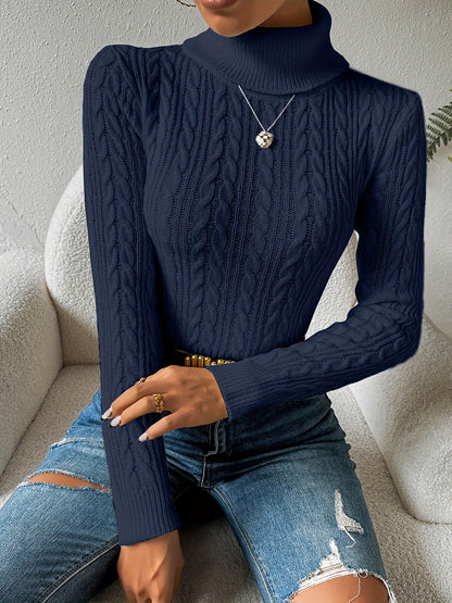 Warm Thick Knit Turtleneck Sweater for Women