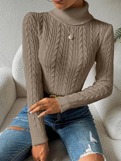 Warm Thick Knit Turtleneck Sweater for Women